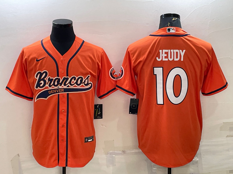 Men's Denver Broncos Active Player Custom Orange With Patch Cool Base Stitched Baseball Jersey